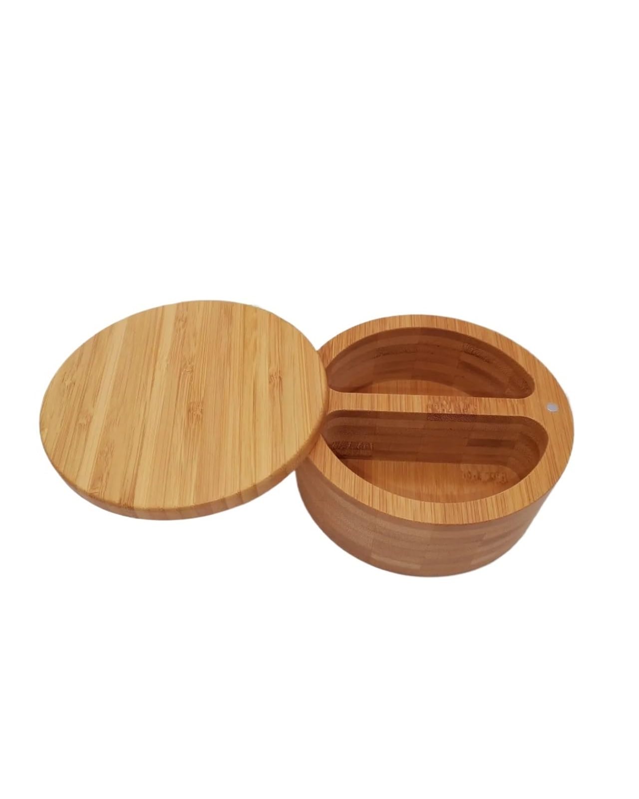 Luoaxinn Color 1 Without Spoon Wooden Salt Cellar Salt And Pepper Bowls, Divided Cellar With Swivel Magnetic Lid And Spoon Box With 3 Compartments For Spice