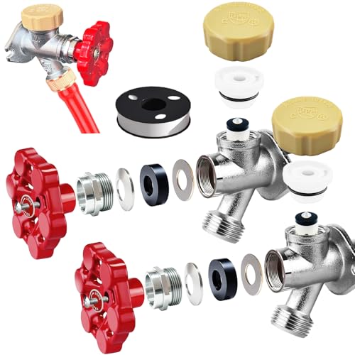 Universal Outdoor Faucet Repair Kit,Wall Hydrant Complete Replacement Kit,Anti-Siphon Frostproof Faucet Valve Hose Faucet Fitting Repair Kit (2 Pack Wall Hydrant Complete Replacement Kit)
