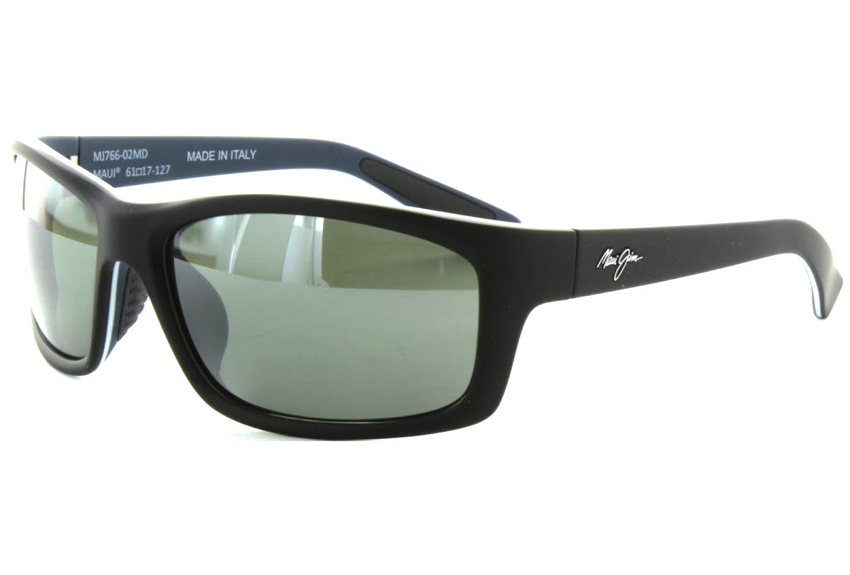 Maui Jim Men's Black Mate-Blanco-Azul ’S 766-02Md Sunglasses, Negro Mate-Blanco-Azul, 61/17/127