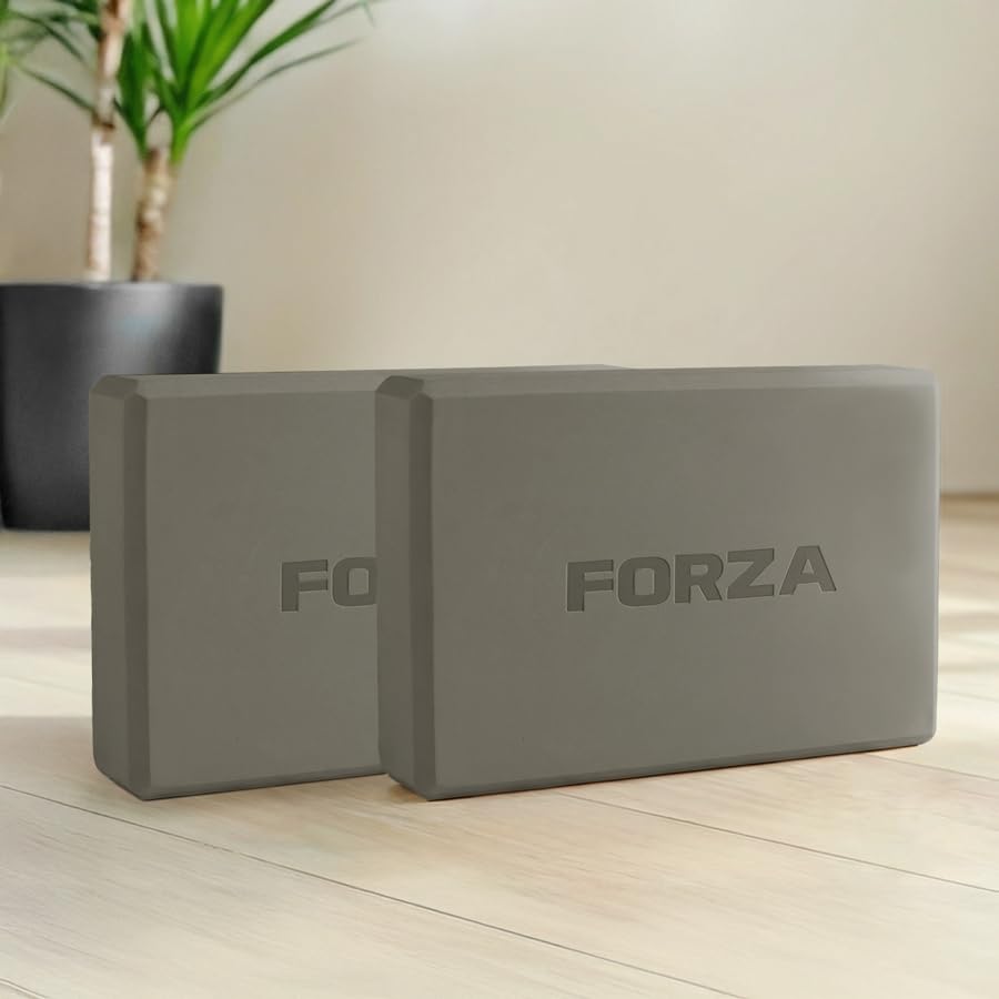 FORZA Yoga Block – High-Density EVA Foam Yoga & Pilates Support Block, Lightweight, Non-Slip, Comfort-Edged Prop for Balance, Flexibility, Mobility & Rehabilitation (Charcoal)