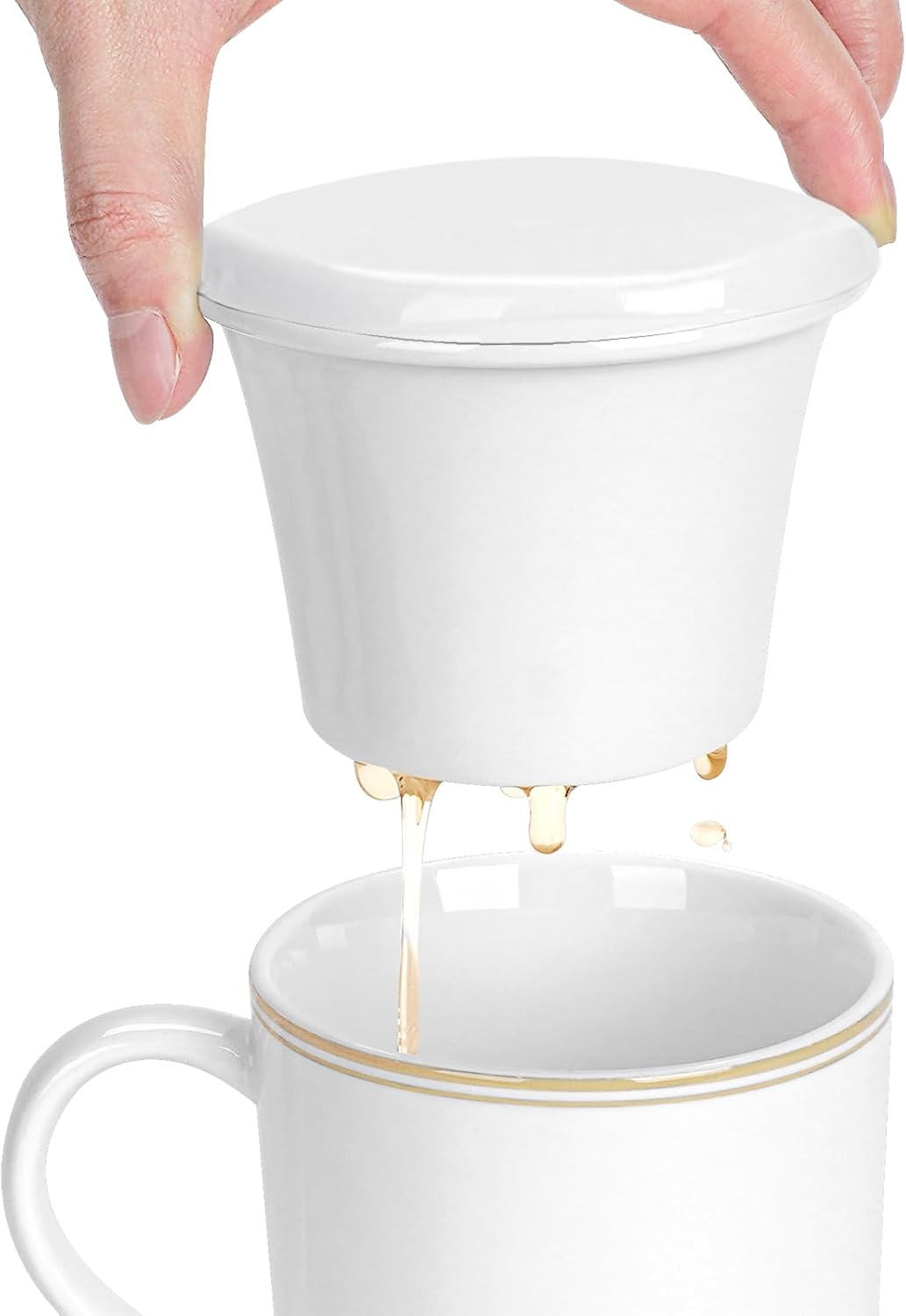 Amazon.com: Linkidea Ceramic Tea Infuser with Lid, Tea Strainer Filter ...