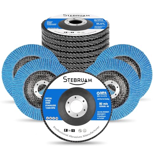 STEBRUAM 12 Pack 115mm Flap Discs 40 Grit,Professioanl T29 Zirconia Grinding Disc for Sanding Metal Stainless Steel Wood