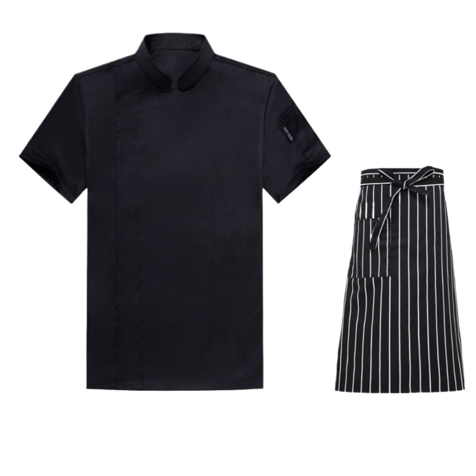 Uniforme De Chef Conjunto de 2 Chaquetas de Chef de Manga Corta y Delantal for Hombre, Camisa de Chef de Cocina de Manga Corta, Uniforme de Camarero for Restaurante y panadería.