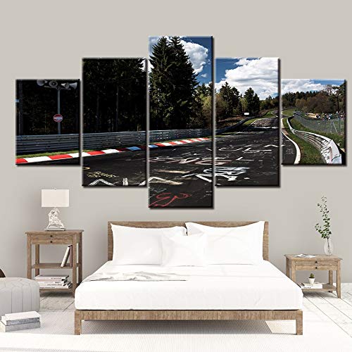 HUUDNHYK Canvas Print Picture Wall Art Painting 5 Panel Nürburgring Rally Road Home Decor Module Poster Living Room Poster
