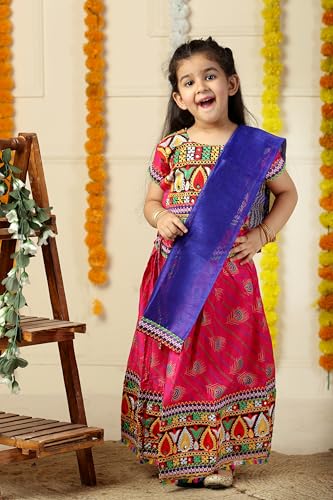 Image of AHHAAAA Kids Embroidered Traditional Ghoomar Lehenga Choli |Chania Choli|Radha Dress|Navratri /Dandiya /Garba Dress with Dupatta for Girls Y0040