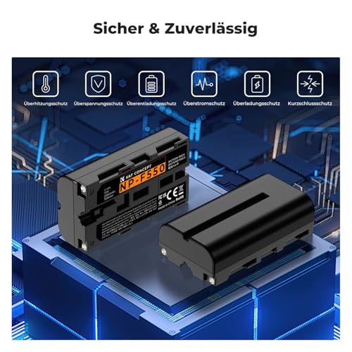 K&F CONCEPT NP-F550 2er-Pack 2200mAh Akkus und LED Ladegerät Kit – Ansicht 5