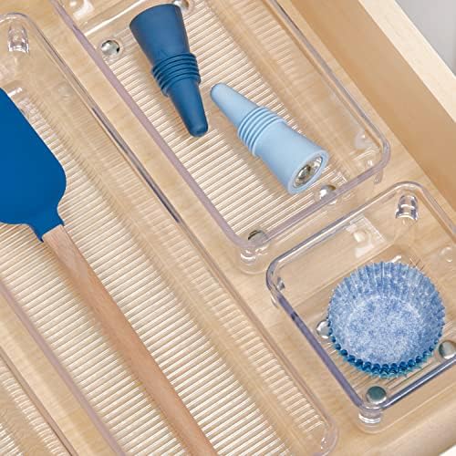 iDesign Drawer Organiser, Medium Size Plastic Drawer Insert for Bathroom or Kitchen, Practical Drawer Organiser for Makeup, Kitchen Accessories and Office Supplies, Clear