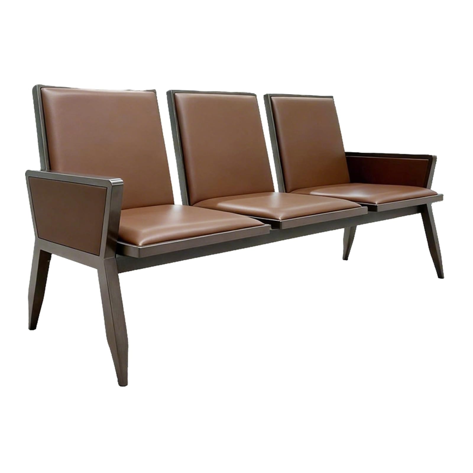 Sillón de Recepción con Reposabrazos, Sofá de Tres Plazas para Sala de Espera, Alta Capacidad de Carga, Ideal para Oficina, Sala de Espera o el Hogar(Brown)