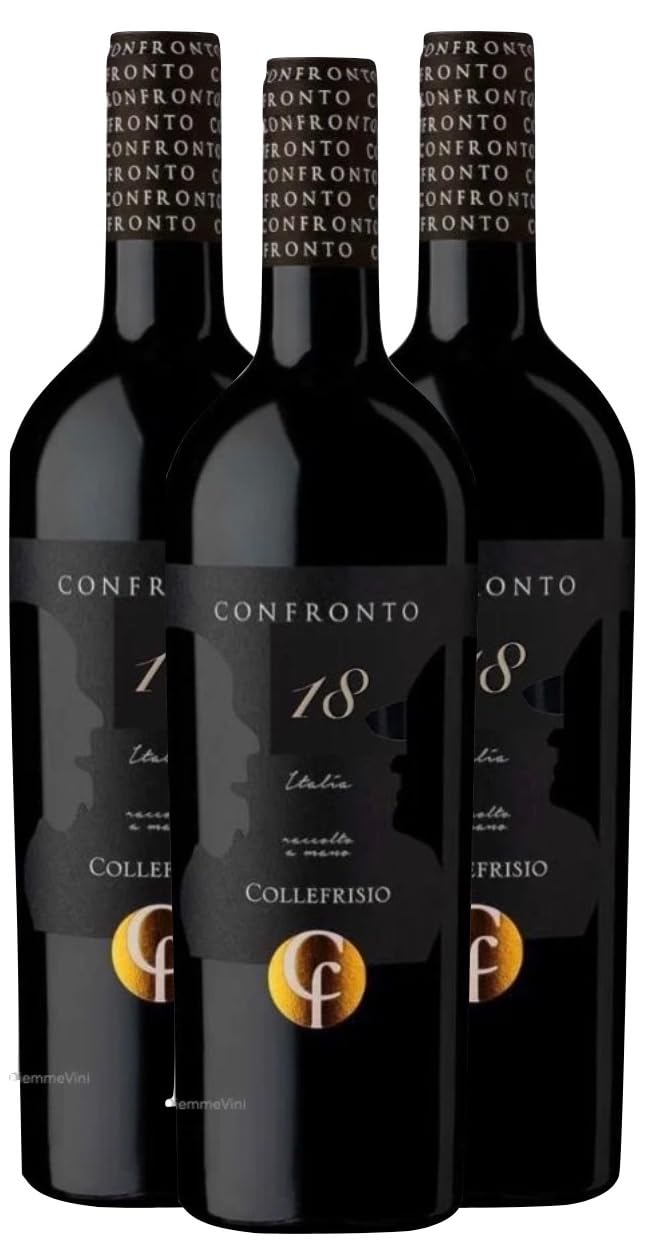 3 Bottiglie Confronto 18, Vino Rosso Collefrisio, Montepulciano e Primitivo, Corpo Pieno e Vellutato, 14% Vol, 750 ml