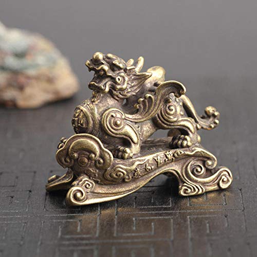 Statue dragon chinois en laiton ornement de bureau feng shui maison