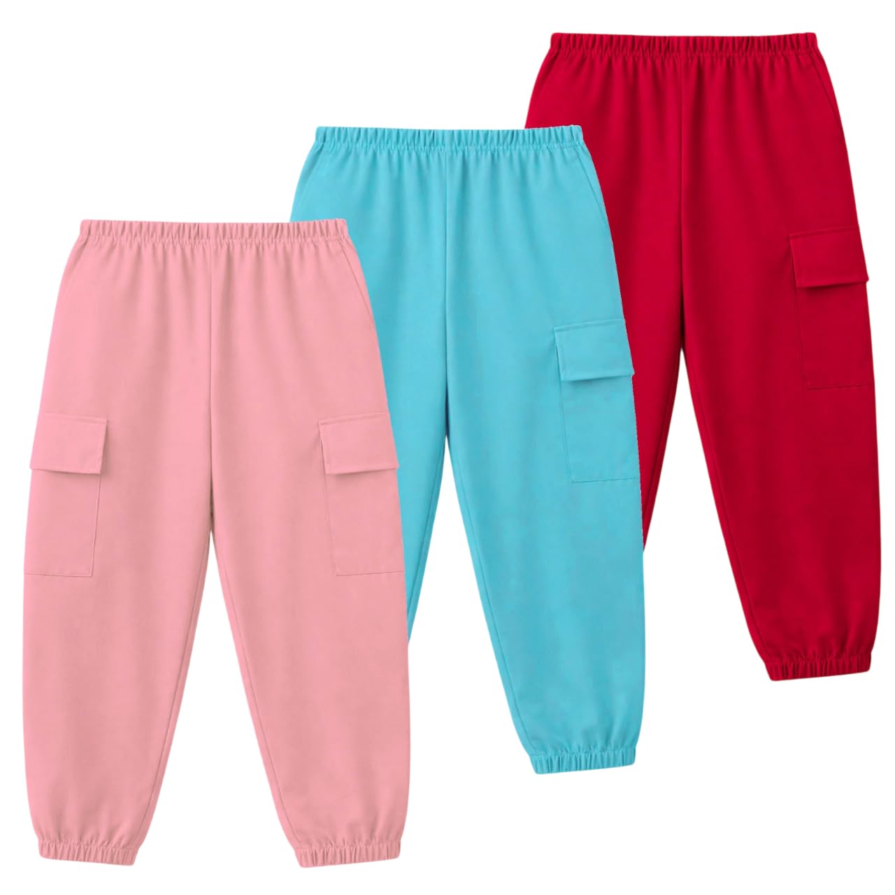TS LAVI TAVI Kids Cotton Cargo Joggers Combo Pack of 3 | Elastic Waist Track Pants for Boys & Girls | Comfortable Casual Wear for 3 – 16 Years-image-33