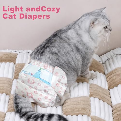 Image of Disposable Cat Diapers, 40 Count - Perfect for Both Male and Female Cats, for Elderly, (L) Incontinent, or Post-Surgery Cats and Dog - Leak-Proof, Super Absorbent & Hypoallergenic Pet Diapers