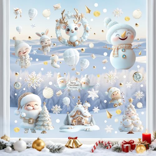 9 Blätte Fensterbilder Weihnachten Selbstklebend, Wiederverwendbar...