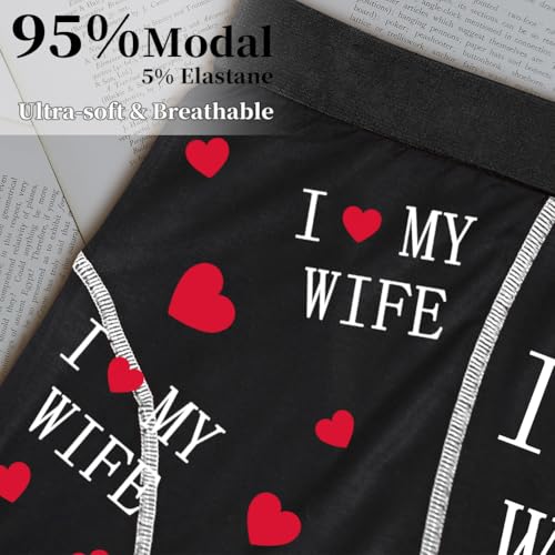 Sexy Code 1701 Men’s Boxer Briefs Modal Underwear–“I LOVE MY WIFE”Print, Soft Stretch Trunks Funny Romantic for Husband3