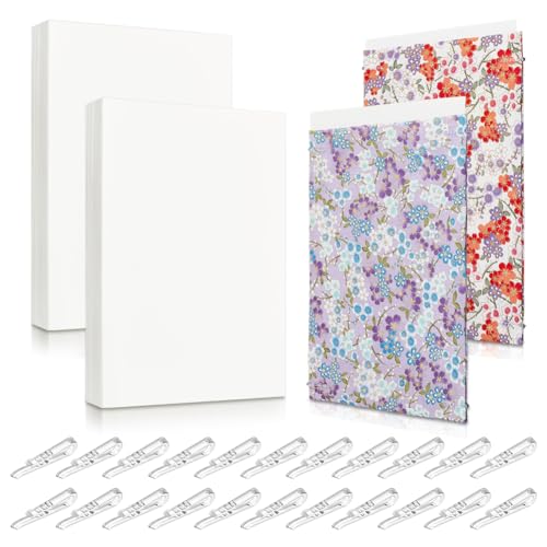 INTERWARM 200Pcs 7.5 x 10.6 Inch Fabric Storage Boards Thickness 3 mm Fabric Backing Boards and 900Pcs U Shape Plastic Alligator Clips Craft Paper for Folding and Storing Cloth Straight