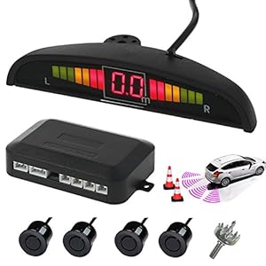 AUTOUTLET Achteruitrij-parkeersensoren 4 Sensoren Kit Audio Zoemer Alarm LED-display, DC 12V