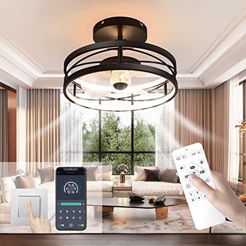 CURBEL Retro Led Deckenventilator mit Beleuchtung, Dimmbar Mit...