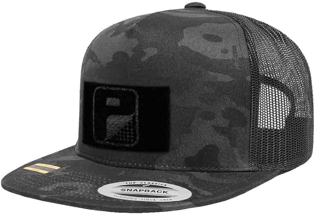 Pull Patch Camo Flat Bill Snapback Trucker Hat | Tactical Cap | 2x3 in Loop Surface to Attach Morale Patches