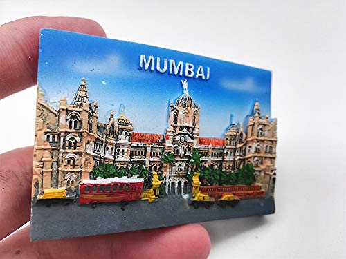 Imán decorativo redondo 3D Mumbai India para nevera miniatura 5