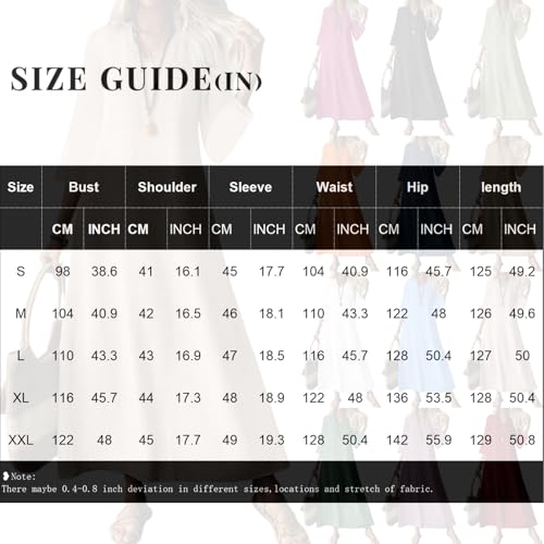 Plus Size Linen Dress for Women V Neck Boho Maxi 3/4 Sleeve Dresses Solid Long Sundress Vacation Outfits3