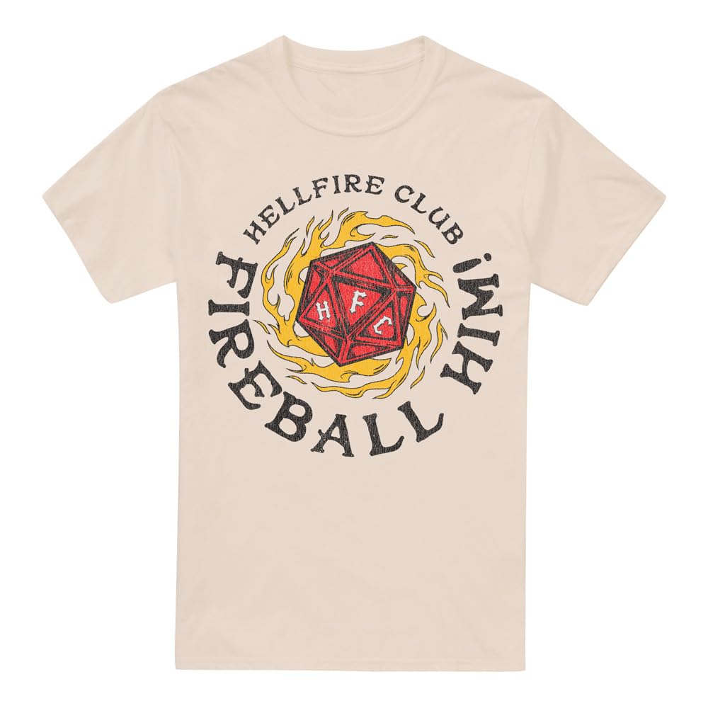 Stranger Things - Hellfire Club Fireball Him Unisex T Shirt, Cream, Small