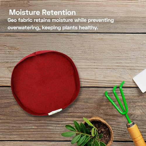 Image of Geo Fabric Grow Bags for Plants 18X4 Inch (Pack of 1) | 400 GSM Heavy Duty UV-Protected Round Maroon Colour Plant Bags for Terrace and Vegetable Gardening | Strong & Reusable|