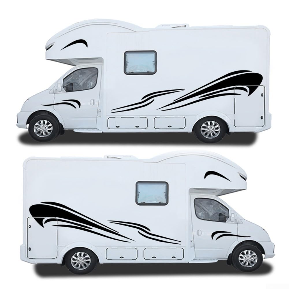Decorazione a strisce per camper, adesivi alla moda per auto, decalcomanie grafiche per auto, lati a strisce per camper, camper, caravan, box per cavalli e camper