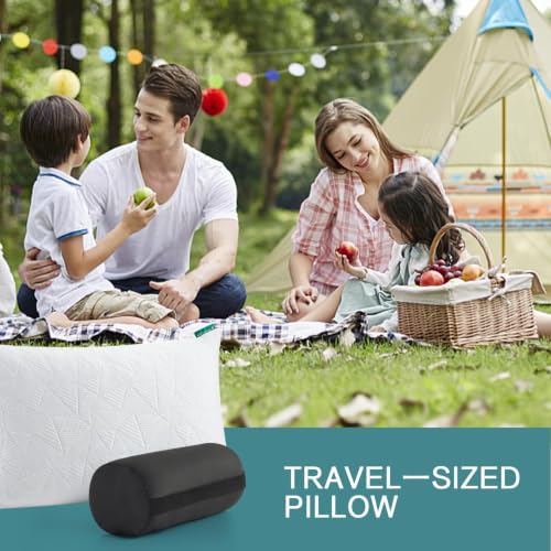 Image of BETU Cooling Small Pillow for Travel & Camping, Adjustable Soft Support Pillow for Backpacking, Hiking Gear, Airplane, Breathable Shredded Memory Foam Pillows for Sleeping with Washable Cover