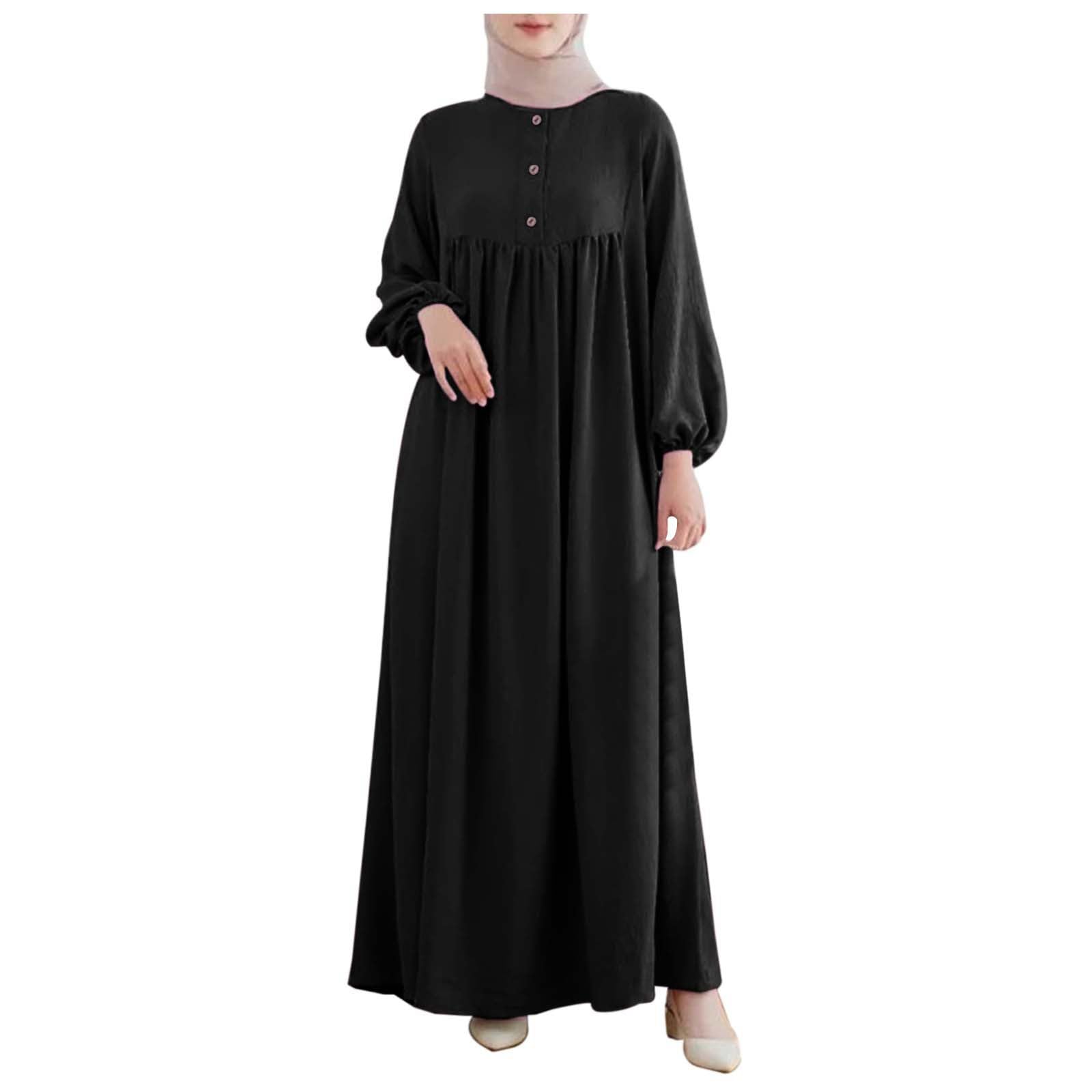 Abaya Damen Baumwolle Set Sommer Frühling Gebetskleid Burka Große Größe Für Frauen Kleidung Abaya-Set Lang Muslim Hijab-Kleid Elegant mit Kopftuch Gebetskleidung Muslimische Islam