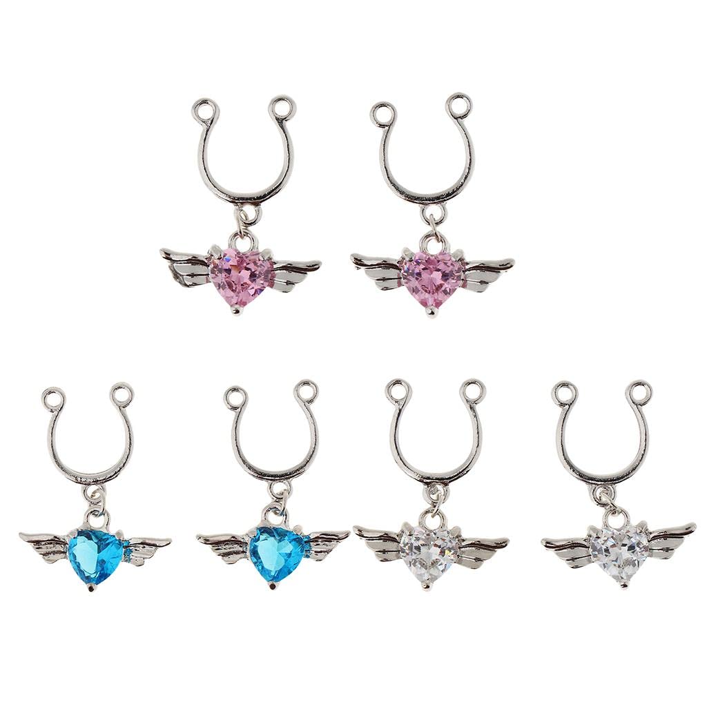 styleheaven 2Pcs Crystal Heart Dangle Nipplering Stainless Steel Ring Non-piercing White |Jewelry & Watches | Fashion Jewelry | Body Jewelry | Body Piercing Jewelry-picture-38