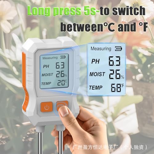 Image of HASTHIP Soil Moisture Meter, PH Meters Professional Soil Meter for Agriculture 3 in 1 Sensor Kit with Moisture PH Testing Inspection LCD Display