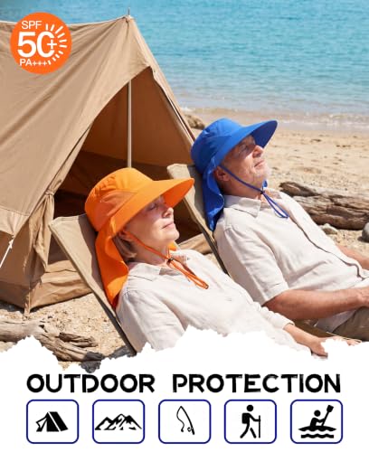 Image of Home Prefer Outdoor UPF50+ Sun Hat Wide Brim Mesh Fishing Hat with Neck Flap