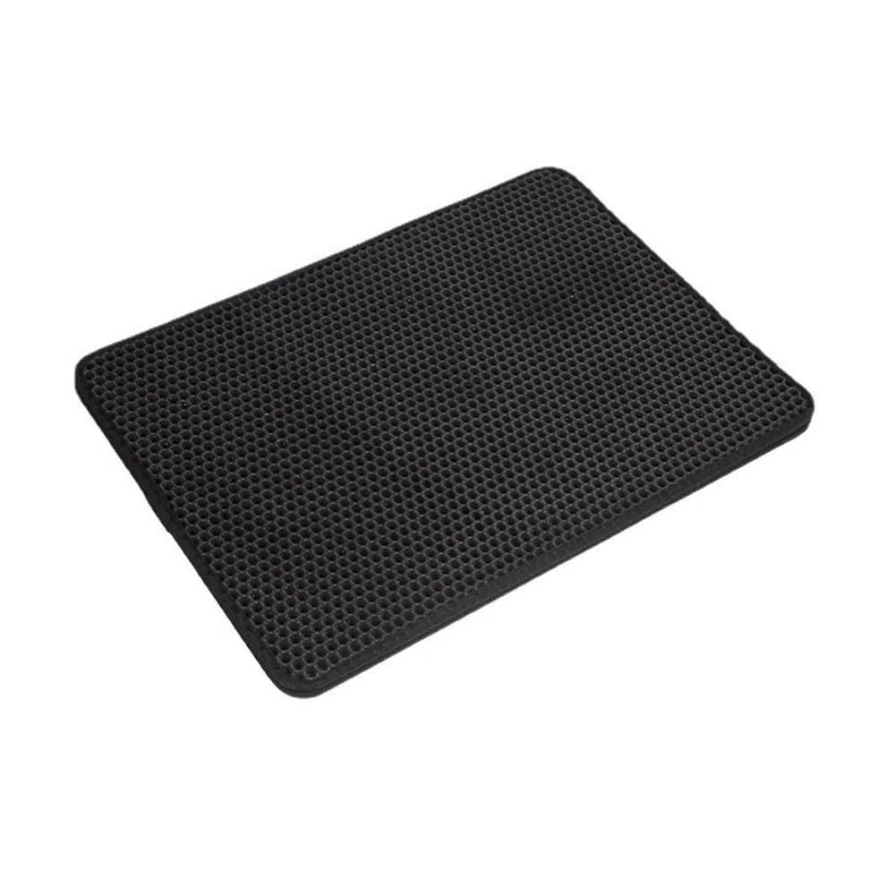 Pet Cat Litter Mat Double Layer Box Sand Pad Washable Bed Clean Products(Black,40X50CM)