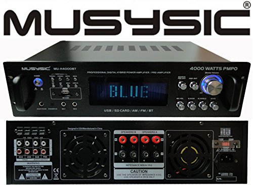 Professional 4000 Watts Hybrid Power Amplifier/Pre-Amplifier/Receiver Bluetooth AM/FM Tuner USB/SD Slot MP3 /