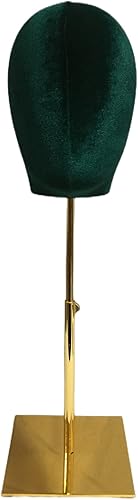 Hats Display Wigs Display Dark Green Velvet Female Mannequin Head Jessy gold square base