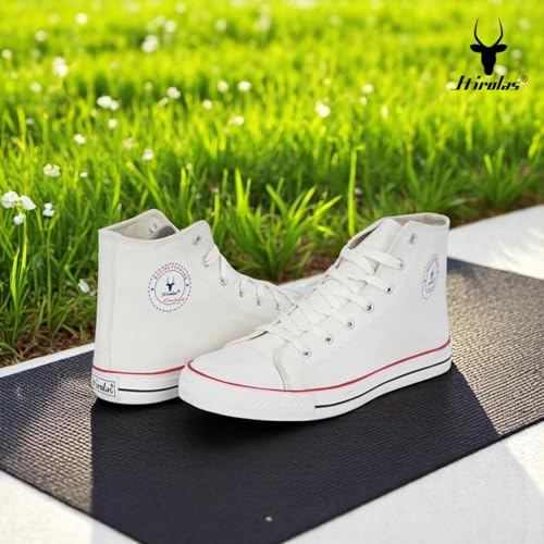 Image of Hirolas Men's Vulcanized Canvas Rubber Toe High Ankle Skateboard Sneakers Shoes.