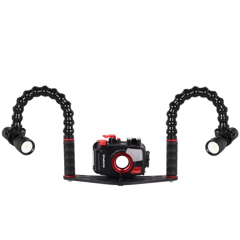 Halterung für Unterwasserfotografie Doppelgriff Flexibler Arm Taschenlampenhalter - Kompakte Unterwasserkameras FLEX-ARM ST20210