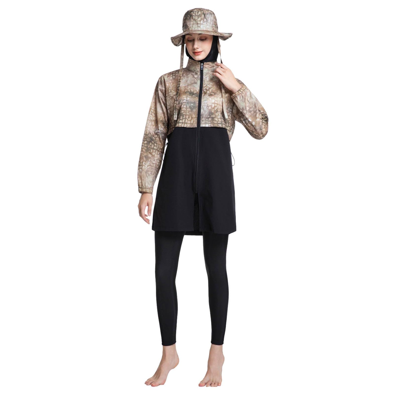 2026 Conjunto de traje de baño de ramadán de manga larga con gorro de natación para mujer, 4 piezas, ropa de playa musulmana para surf, buceo, actividades navideñas