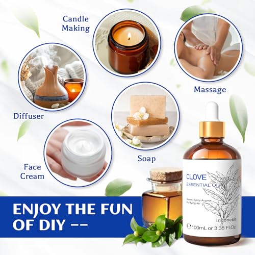 Image of HIQILI 100ML Clove Oil for Teeth and Gums, Tooth Aches, Spray, Aromatherapy, 100% Pure Natural - 3.38 Fl Oz