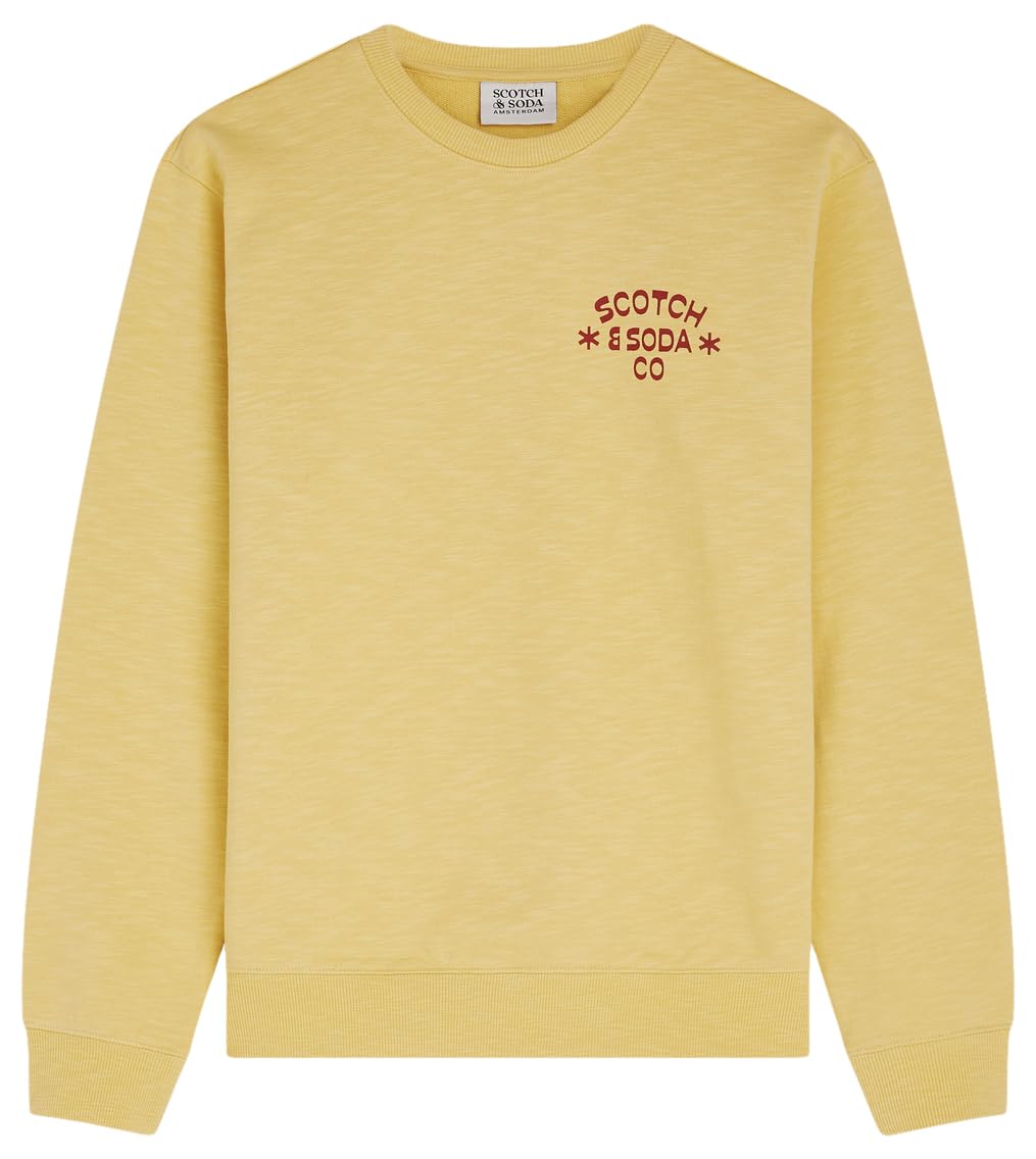 SCOTCH & SODA Men's Left Chest Logo Crewneck Sweatshirt, Raffia 730, M