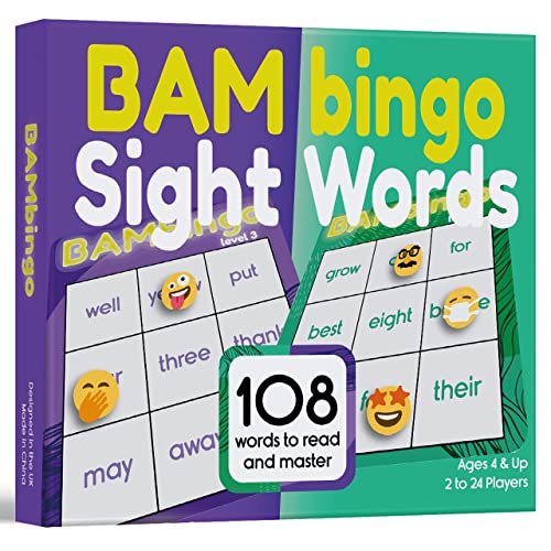 The Bambino Tree Sight Word Bingo Game Level 3 & 4 - Learn To Read Vocabulary For 1St Grade 2Nd Grade Kids - Family Fun Learning Dolch's Fry's Site Words Reading Game #TOP7