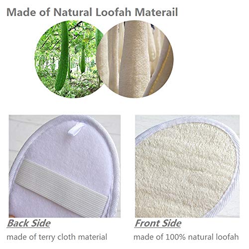 2 Pack Loofah Sponge Pads, Natural Luffa and Terry Cloth Exfoliating Loofa Sponge Scrubber Brush for Spa, Bathing and Shower
