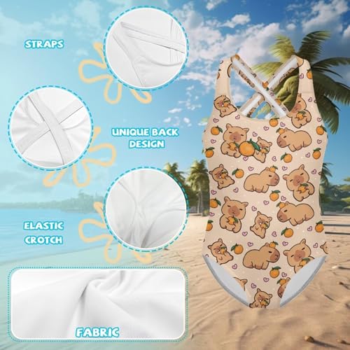 Image of Girls One Piece Swimsuits Quick Dry Beach Bathing Suit Crossback Swimwear 5-14 Years