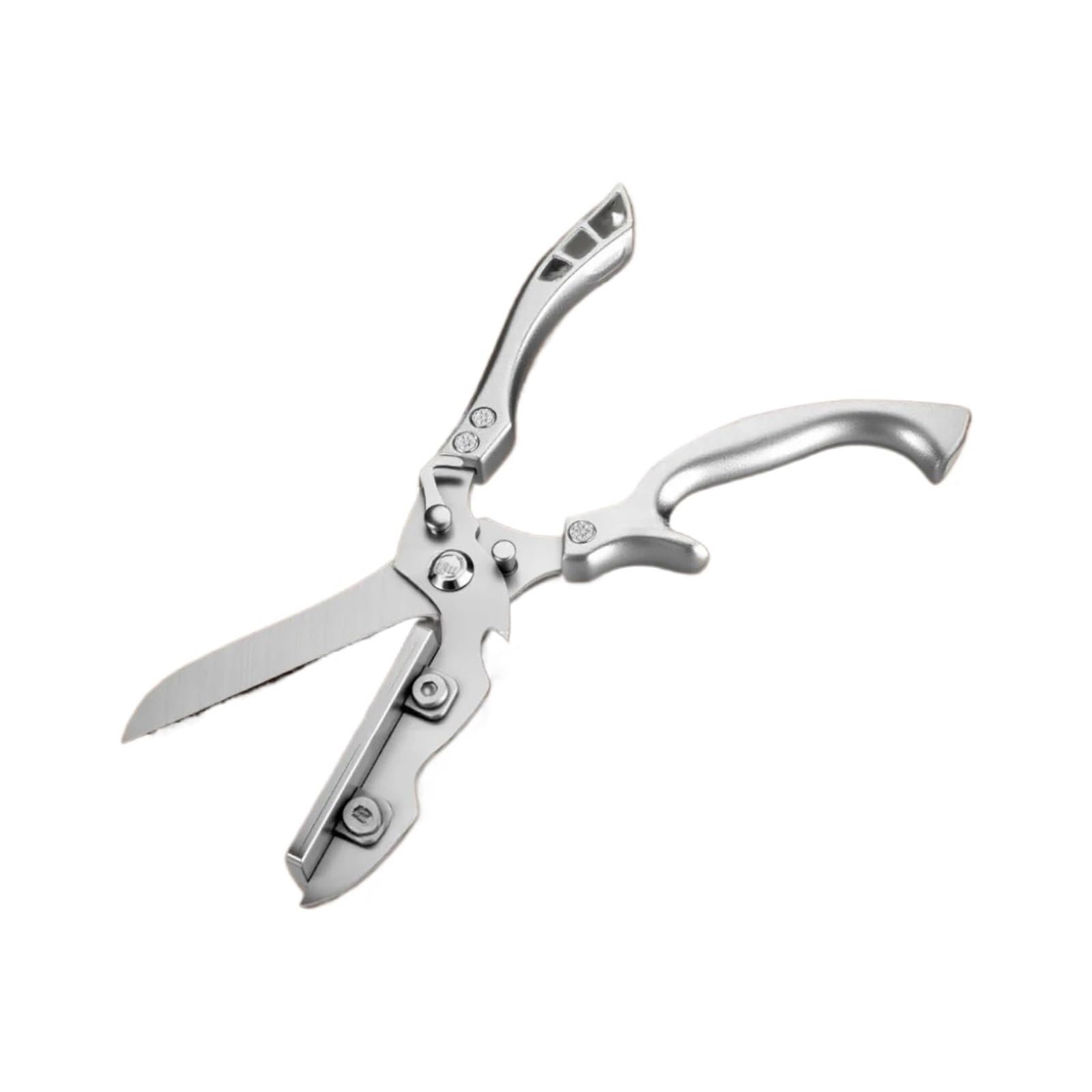 2-in-1-Schneideschere mit Verriegelung – flache Edelstahloberfläche, robust for Hühnerknochen, Gemüse und Grillen