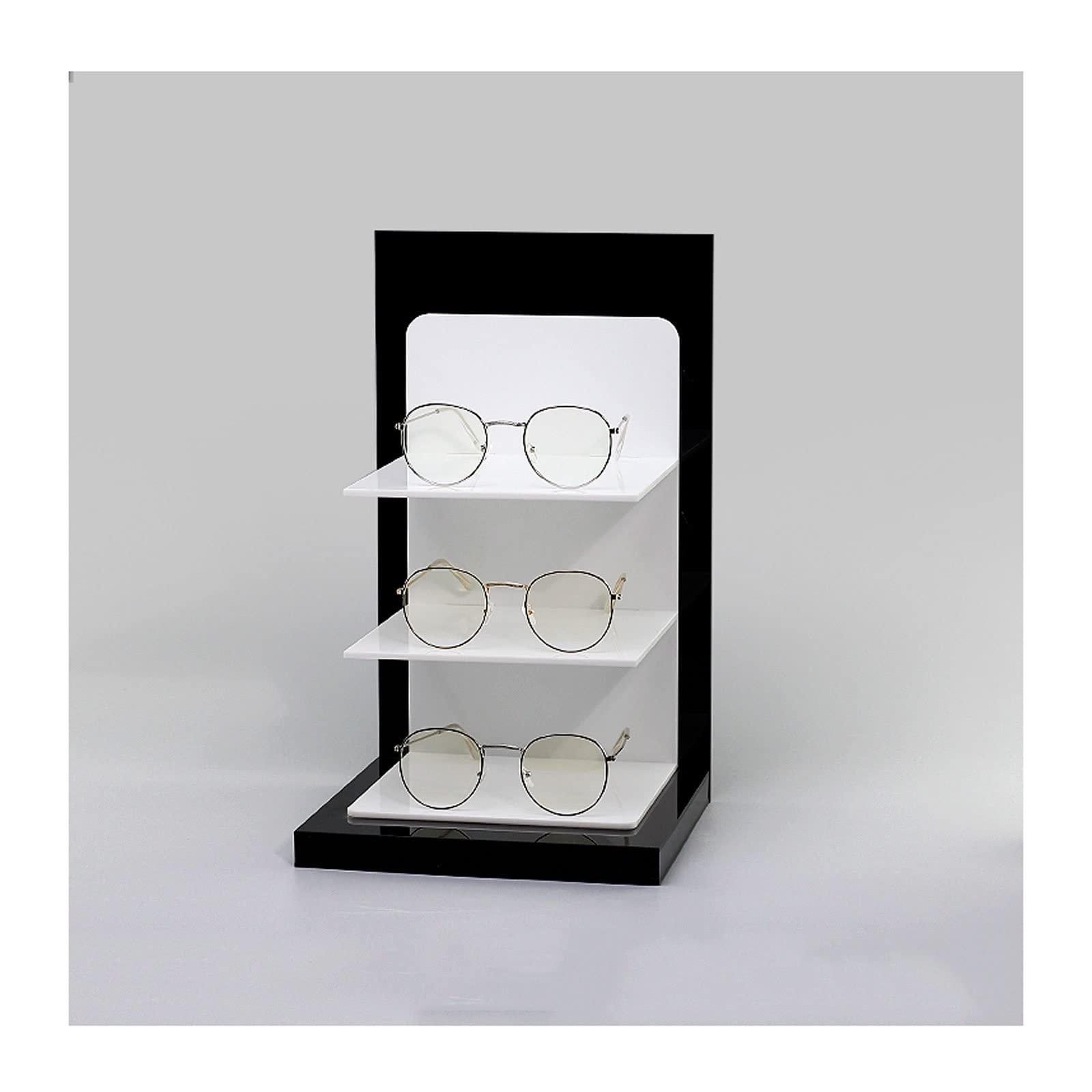 Brillenhalter Ständer 3-Paar-Schwarz-Weiß-Acryl-Sonnenbrillen-Einzelhandels-Ausstellungsständer, Tabletop Eyewear-Speicherregal-Showcase-Stand Dekoratives Geschenk