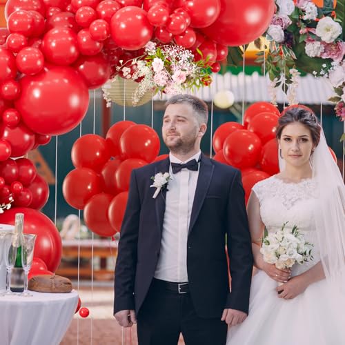 Image of 114pcs Red Balloons Different Sizes, 18 12 10 5 inch Red Latex Balloons Garland Arch Kit for Graduation Birthday Wedding Valentine's Day Christmas Party Decor