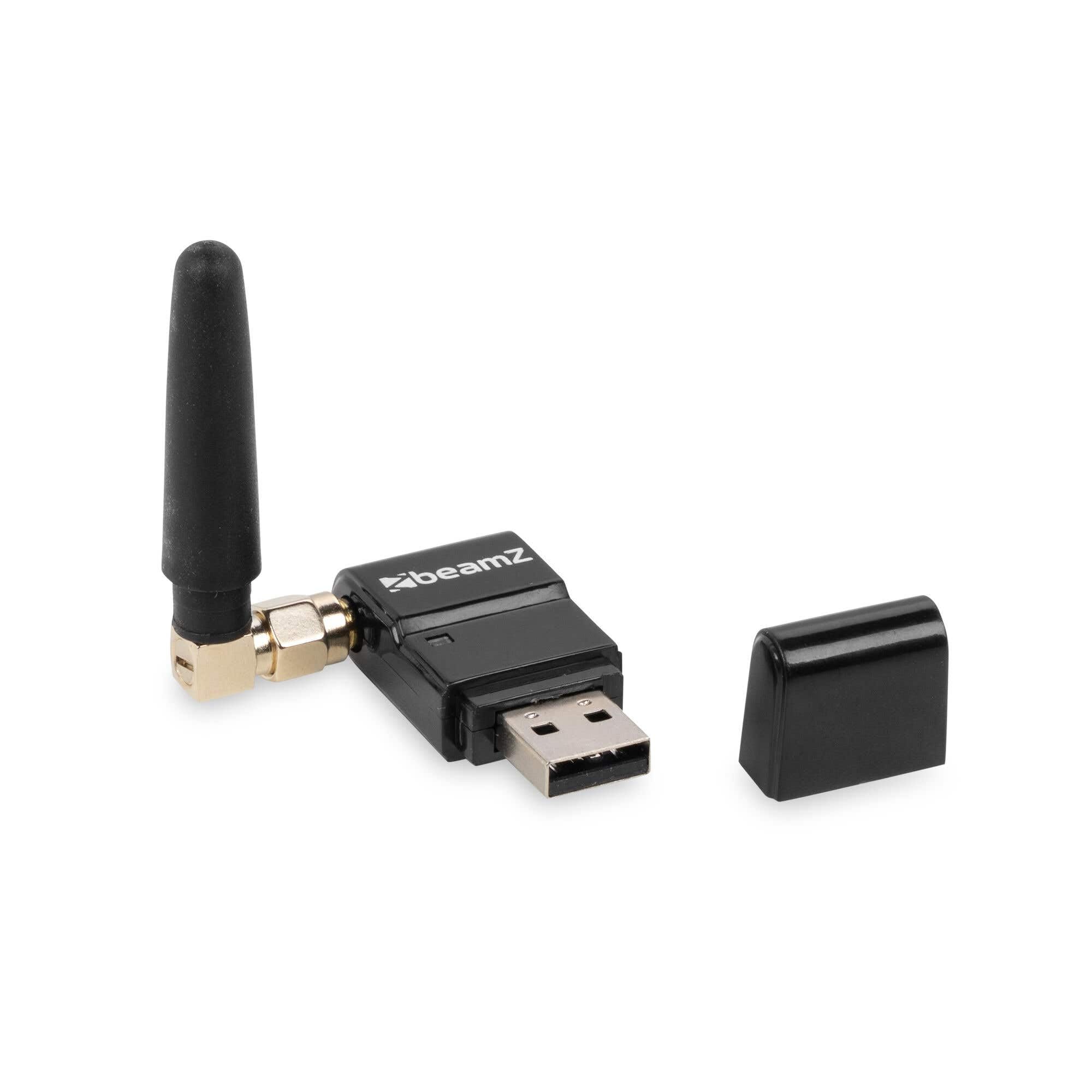 BeamZ WDUSB Transceptor DMX Inalámbrico USB Eazylink para ShowBar GO - Dongle Transmisor y Receptor DMX con 512 Canales 1 Universo Plug and Play Alimentación USB 5V Color Negro