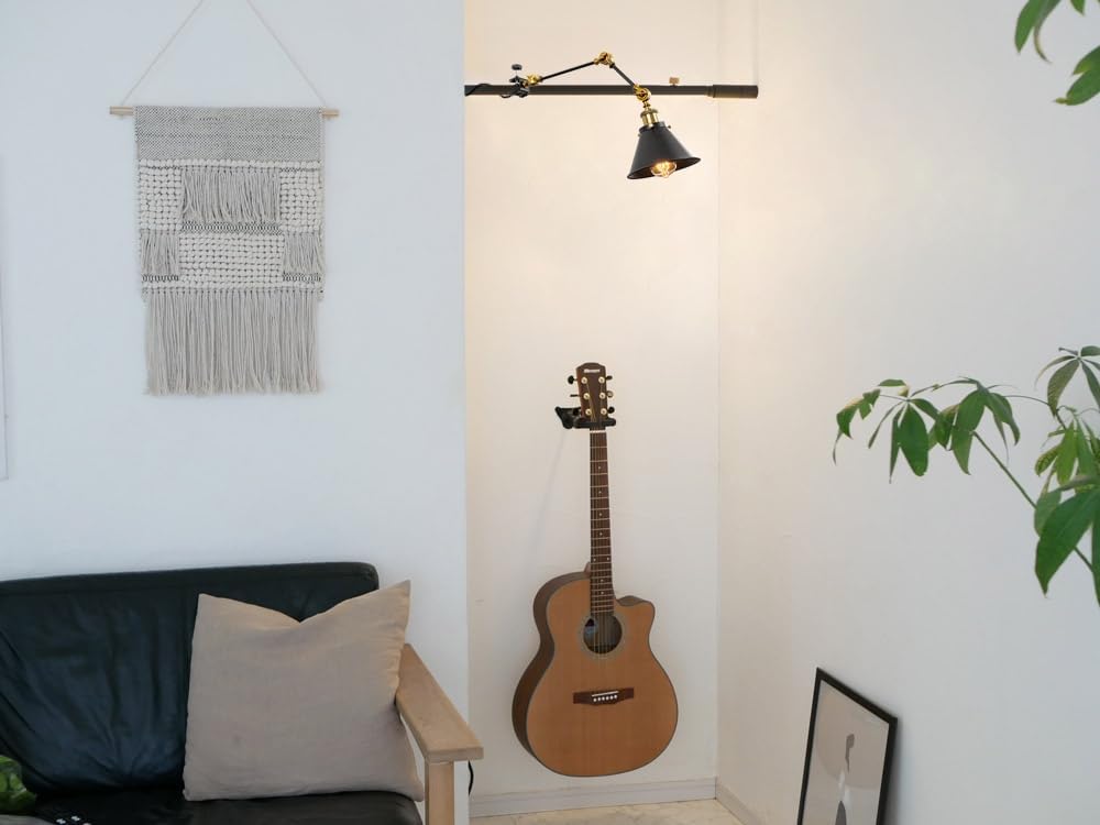 Schreibtischlampe mit Kabelschalter, Schwenkbar, Klemmlampe mit Schwenkarm und E27 Fassung für Bett und Schreibtisch, Klemmleuchte aus Metall in Schwarz,BD2788-HX