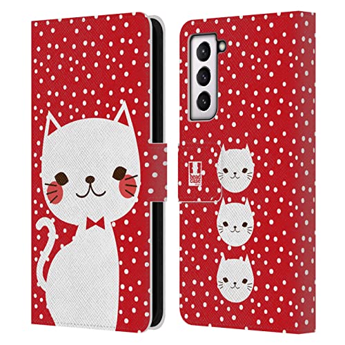 Étui portefeuille Galaxy S21 FE 5G Head Case Designs chat blanc en cuir