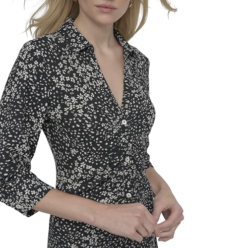 Image of DKNY Women's Long Sleeve Collared Midi Shirtdress